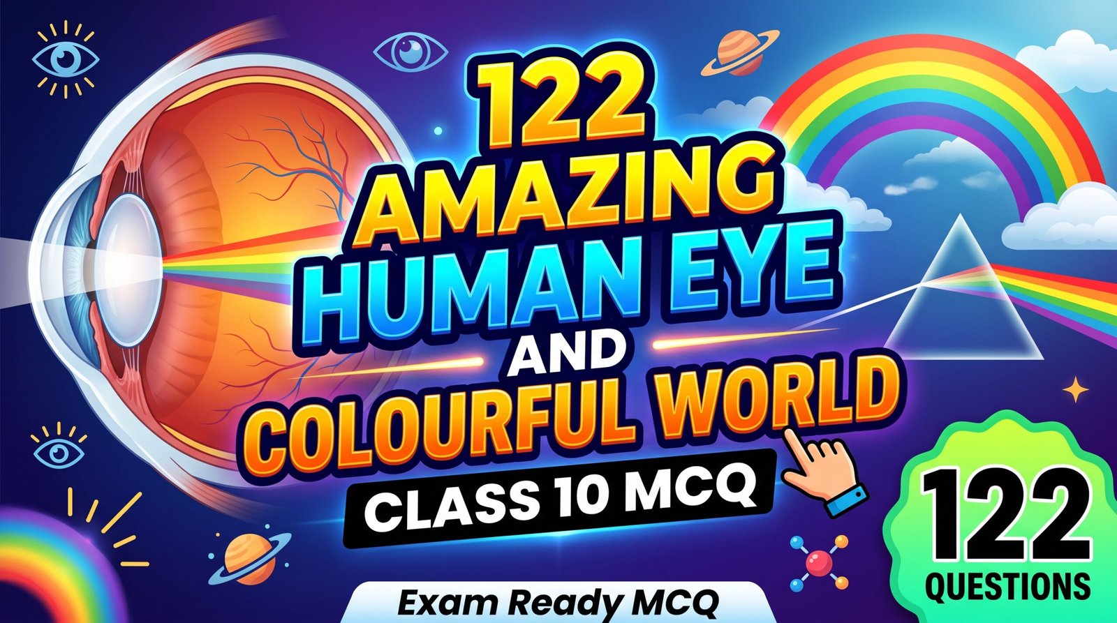 122 Amazing Human Eye and Colourful World Class 10 MCQ
